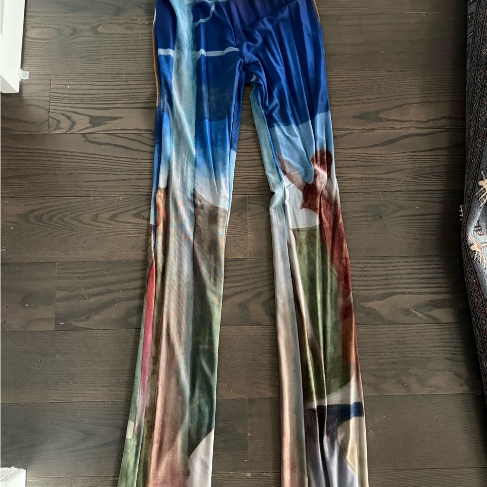 Multicolor Straight Leg Women's Pants